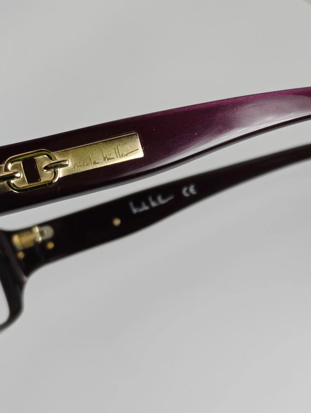 Nicole Miller Deep pearl Purple Women's Designer Eyeglass Frames Gold Accents